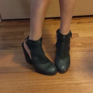 Free People slingback leather chunky booties